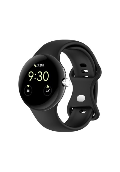 Caseonn Google Pixel Watch 4 45mm Kordon Esnek Spor Silikon Kayış Siyah