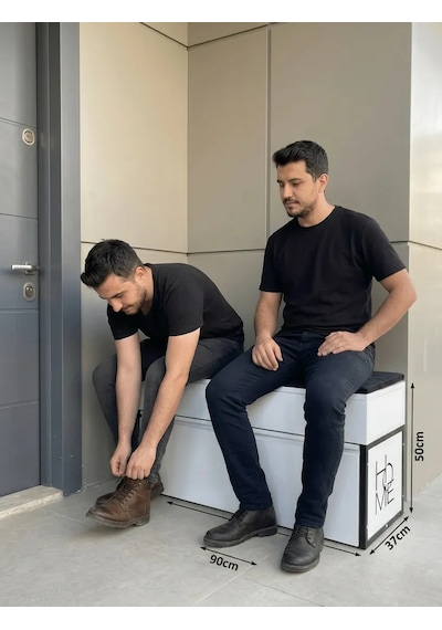 Puflu Sandıklı Metal Ayakkabılık 8 Çift Kapasiteli Minderli Bench Oturak Tasarım Tescilli Ürün Beyaz Puflu Sandıklı Metal Ayakkabılık 8 Çift Kapasiteli Minderli Bench Oturak Tasarım Tescilli Ürün Beyaz