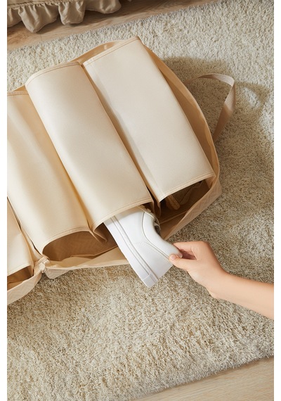 Ocean Home Textile Bej Balıksırtı Ayakkabı Taşıma Seyahat Çantası 36 X 41 X 20 Cm