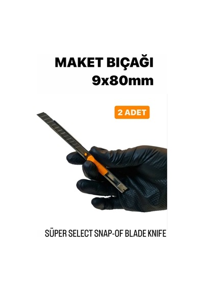 Maket Bıçağı 9x80mm İnce -2 Adet- Çelik Gövde Snap-of Süper Select Blade Knıfe