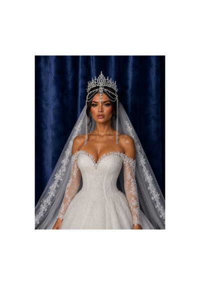 Diamond Veil Crown Alınlıklı Gelin,kına,nişan,söz,after,bride,party Taç Gümüş - 885835840 Gümüş