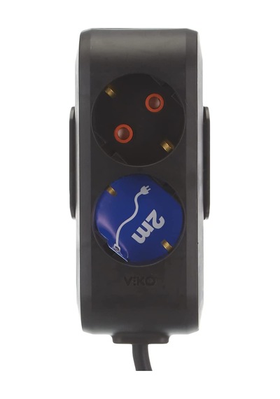 Viko Multi-let Siyah İkili Priz Top Kablolu Çocuk Korumalı 2 Mt