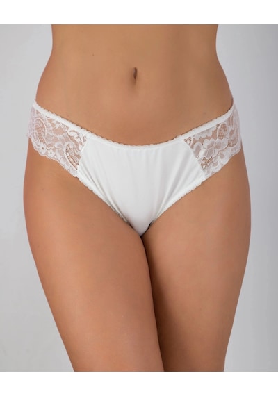 Kadın Dantel Detaylı Bikini Külot Ekru