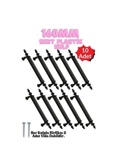 10 Adet Sert Plastik Polais 160 Mm Siyah Mobilya Mutfak Çekmece Dolap Kapak Dolabı Kulpu Kulbu Kulpları Siyah Siyah