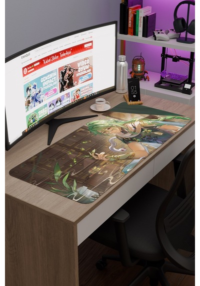 Baizhu Genshin Impact Anime Gacha V1 - 90x40 Xxl Gaming Mouse Pad Fare Altlığı