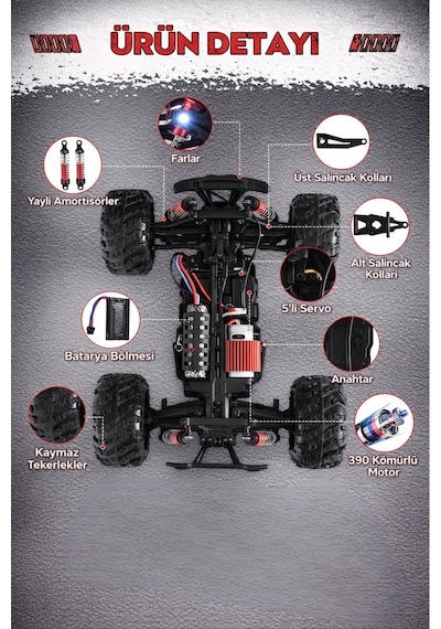 Sarı 1:16 Rc Araba 36 Km/h Hızlı 4x4 Uzaktan Kumandalı Off Road Drift Araç Şarjlı 2.4ghz
