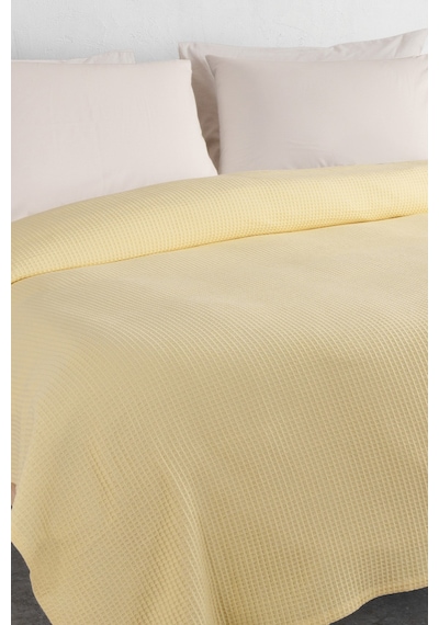 Puffy Brine Çift Kişilik %100 Pamuk Pike - Sarı