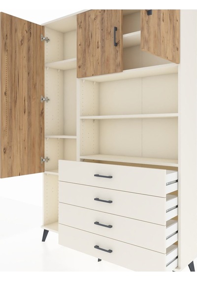 Arges Dolap 7 Raflı 4 Çekmeceli 3 Kapaklı 132x30x195 Aytaşı-ç... Aytaşı