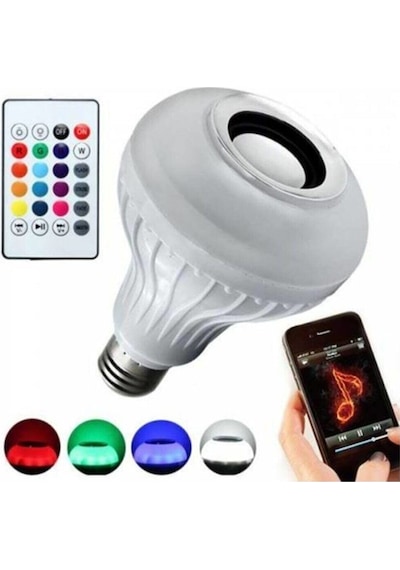 Bluetooth Led Ampul Hoparlör Kumandalı Kablosuz Ses Bombası RGB