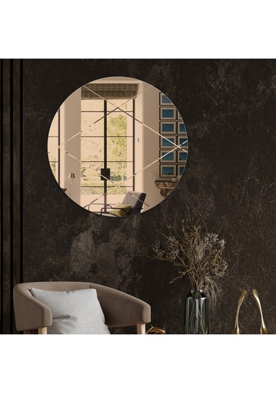 Ayna | Bronz Ayna | Baklava Kanallı | Çap60Cm Bronz