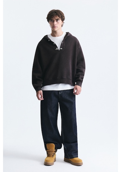 Vamos Boxy Fit Metal Klips Kapama Sweatshirt Vizon
