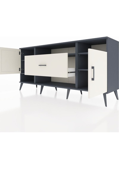 Hyperion Konsol 5 Raflı Tek Çekmeceli 2 Kapaklı 176x44x83 Antrasit-aytaşı Aytaşı Hyperion Konsol 5 Raflı Tek Çekmeceli 2 Kapaklı 176x44x83 Antrasit-aytaşı Aytaşı