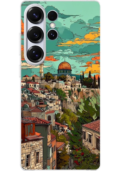 Samsung Galaxy S25 Ultra Uyumlu Özgür Filistin Ve Kubbetüs Sahra Baskılı Silikon Kılıf Renkli