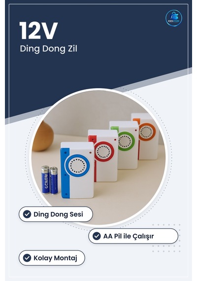 Elektronik Kapı Zili Ding Dong 12v Aa Pil Uyumlu Ev Ofis Dükçan Ç