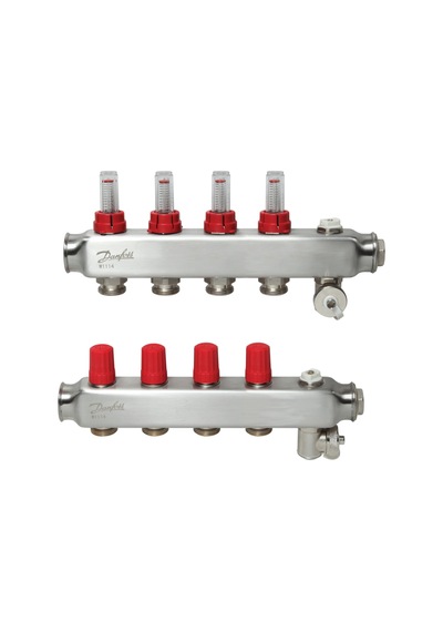 Danfoss 4'lü Paslanmaz Çelik Debimetreli Kollektör Seti - 088u0754