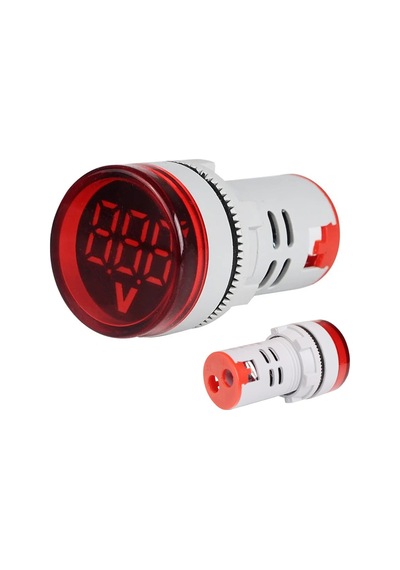 İntercom Ad22-22v-dc 22mm Kırmızı Mini Yuvarlak Dijital Dc Volt Ölçer