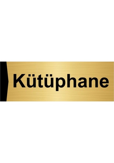 Kütüphane 10x20cm Altın Renk Metal Yönlendirme Levhası
