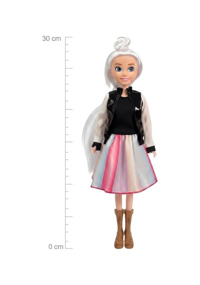 Kolej Ceketli Manken Bebek Seti - Gökkuşağı Eteklli Dondurma Aksesuarlı Ve Evcil Hayvanlı Oyuncak Moda Bebeği