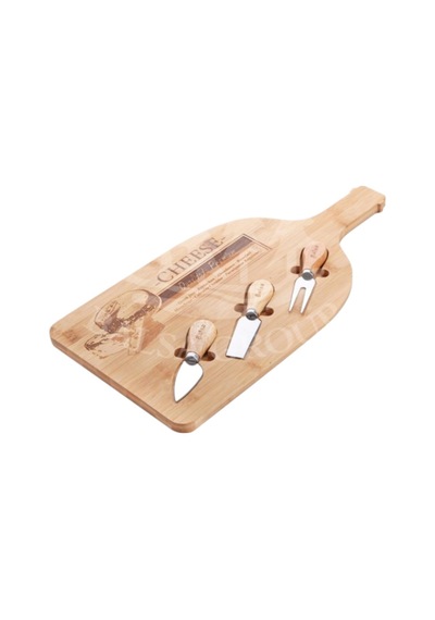 Bambu 4 Parça Peynir Sunum Tahtası Seti 45cm Bmb52 Ahşap