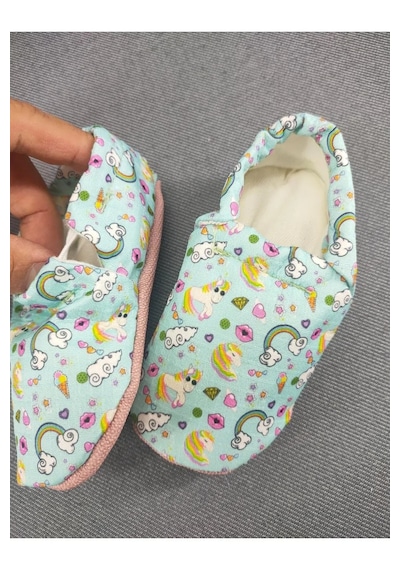 Loove Bebe Bebek Patik Ev Kreş Ayakkabısı Lastikli Ergonomik Tasarım Desenli Mint