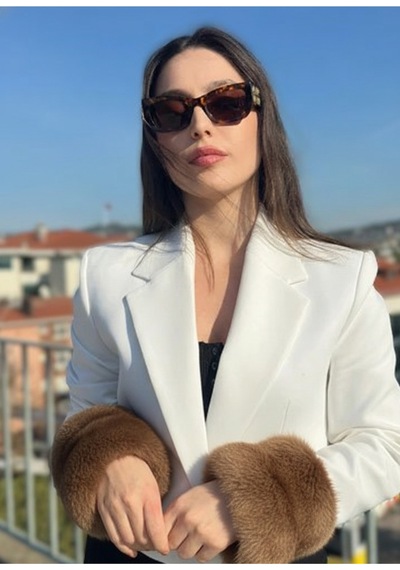 Mollycrush Kadın Vizon Kürk Kol Manşeti Kışlık Trend Aksesuar Vizon