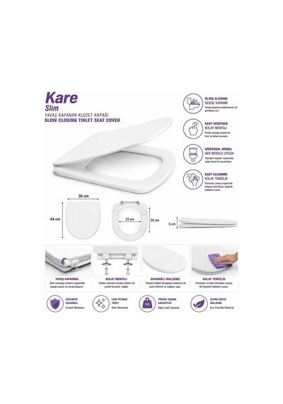 Kare Slim Ultra İnce Yavaş Kapanan Klozet Kapağı, Soft Close Sessiz Mekanizma, Kaymaz Tabanlı Sabit Duruş, Dayanıklı Durolast Malzeme, Kolay Montajlı Universal Uyumlu Wc Kapak, Hijyenik Ve Uzun Ömürlü Beyaz Kare Slim Ultra İnce Yavaş Kapanan Klozet Kapağı, Soft Close Sessiz Mekanizma, Kaymaz Tabanlı Sabit Duruş, Dayanıklı Durolast Malzeme, Kolay Montajlı Universal Uyumlu Wc Kapak, Hijyenik Ve Uzun Ömürlü Beyaz