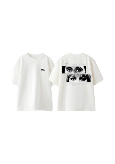 Thewert The Eyes Chico They Never Lie Tasarım Sırt Baskılı Pamuk Beyaz Oversize T-shirt