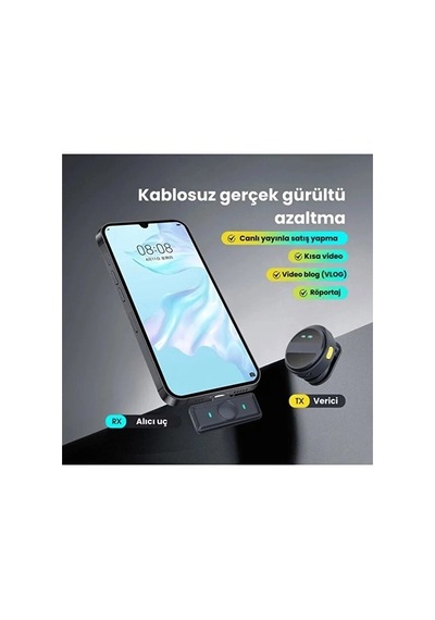 Hubrendy  2 Adet Profesyonel Kablosuz Yaka Mikrofonu Lighting Uyumlu Manyetik Klipsli