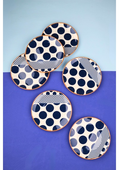 Tabak Evi Porselen Spotty Pasta Tabağı 19,50cm Sp2 6 Kişilik 6 Parça Çok Renkli