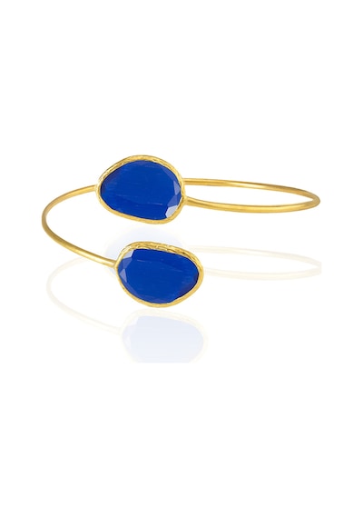 Kadir Jewellery 22 Ayar Altın Kaplama Zirkon Taşlı Ayarlanabilir Trend Bilezik Parlement Mavisi