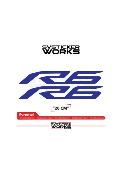 Yamaha R6 Uyumlu Yazı Sticker Yüksek Kalite Özel Kesim Folyo 2'li Set Lacivert