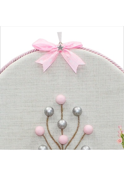 Süslebabypartystore Fil Temalı Ahşap Pano 35Cm Kapı Süsü - Pembe