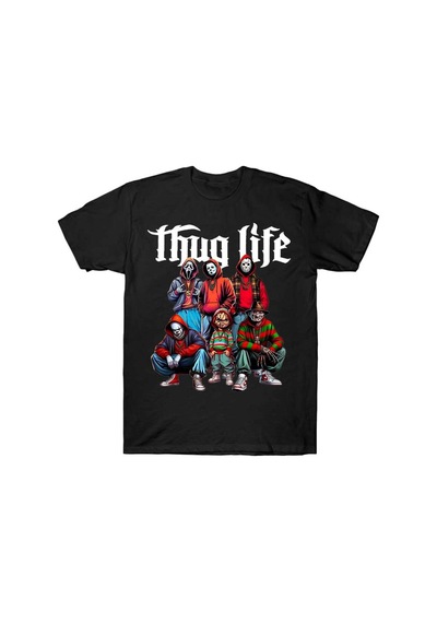 Flood Of Style Thug Life Tişörtleri Korku Karakterleri Katil Ekibi Kentsel Korku Filmi Tişörtü Erkekler Kadı Siyah