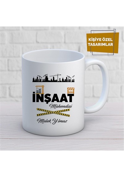Kişiye Özel İsim Yazılabilir İnşaat Mühendisi Kupa Bardak Çok Renkli