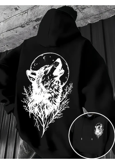 Nevermind Unisex Oversize Kurt Baskılı Siyah Hoodie Doğa Ve Gece Temalı S Siyah