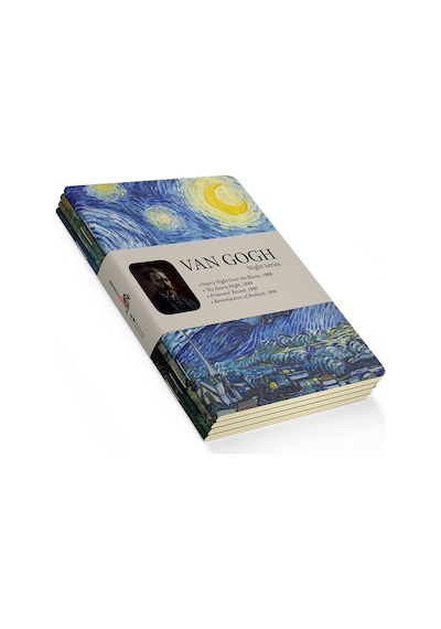 Night Series - A5, Van Gogh 4'lü Defter Seti I, Çizgisiz, Toplam 256 Sayfa, Her Biri 64 Sayfa, Çok Renkli