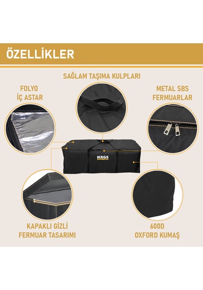 Haegs Bahçe Mobilya Minderi Saklama Çantası Hurç, Organizer, Düzenleyici Depolama Hurcu 275 Lt Siyah