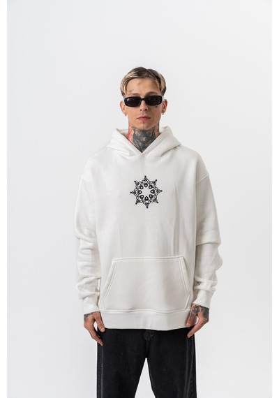 Respire Erkek Itsbyzey Nakışlı Kapüşonlu Oversize Hoodie Ekru