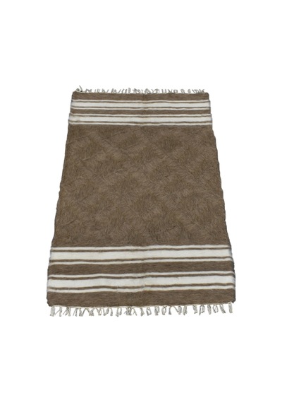 Kilim Antik El Dokuma Yün Çizgili Tiftik Siirt Battaniyesi 0023 - Yeni - Açık Kahverengi