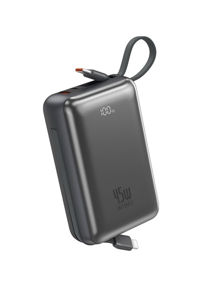 Wiwu As-182 Samsung Uyumlu Galaxy Pro Max Serisi Type-c Lightning Çıkışlı Powerbank Pd 45w 20000mah Gri