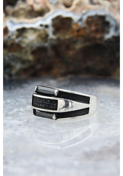 Doğal Oniks Taşlı Tesbih Ve 925 Ayar Gümüş Yüzük Siyah Baget Taşlı 901993 Gümüş