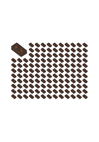 Yedek Parçalar: Plate 1x2: 100 Adet 1x2 Plate Parts Plaka Parçası Koyu Kahverengi - Dark Brown 3023
