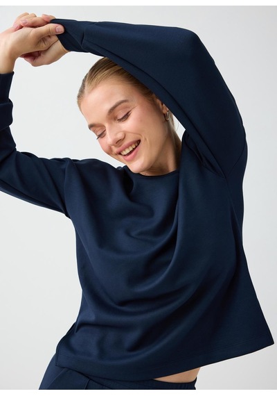 Jimmy Key Lacivert Rahat Kesim Bisiklet Yaka Modal Sweatshirt 6ww238605494