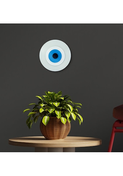Minimalist Beyaz Nazar Boncuğu El Yapımı Ahşap Büyük Nazarlık 15