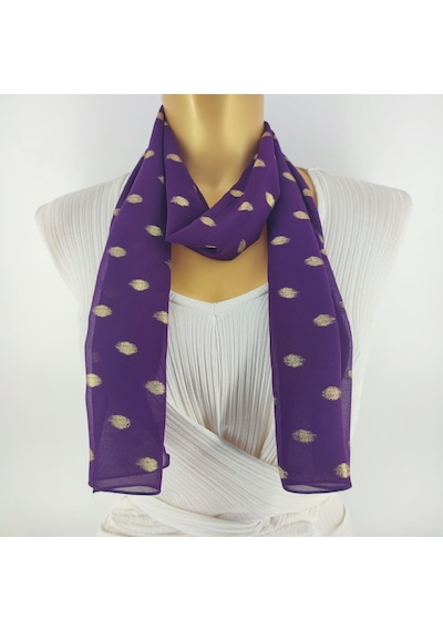 Tedz Collection Paredora Sim İşlemeli Mor Uzun Fular Çok Renkli