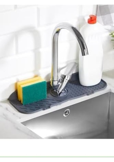 Elastik Musluk Mat Su Tutucu Düzenleyici Silikon Kaydırmaz Mutfak Banyo Lavabo Tezgah Üstü Matı Altın
