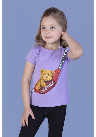 Toontoy Kids Toontoy Kız Çocuk Çanta Baskılı Tişört Lila