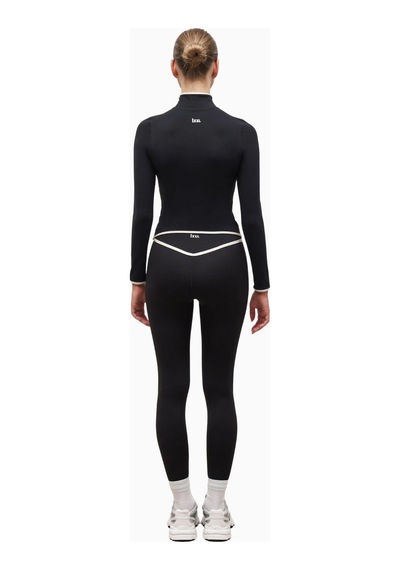 Because Of Alice Base Contrast Trim Zip Up Jacket Şekillendirici Kontrast Detaylı Kadın Ceket Siyah