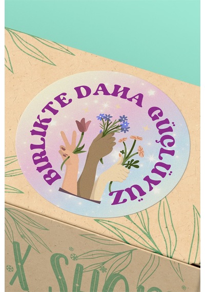 Birlikte Daha Güçlüyüz Yuvarlak Sticker Etiket 3x3cm St2414 Çok Renkli