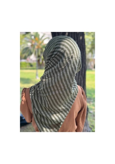 Aldaıyr Adet - Jakarlı Caz Eşarp 120 X120 Pamuk Haki